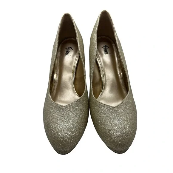 Fioni Gold Sparkle Scallop Pump Heels Size 6 1/2 - Picture 2 of 6